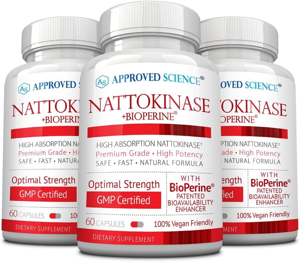 Approved Science Nattokinase 4000 FU 200 mg con BioPerine - Sin Vitamina K2 - 360 Cápsulas Veganas