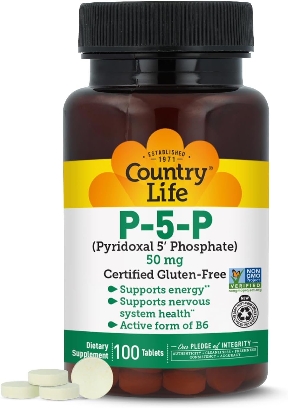 Country Life P-5-P Vitamina B6 – Piridoxal-5-Fosfato Bioactivo – 100 Cápsulas