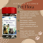 Vitality Science Pet Flora – Probióticos Naturales para Perros y Gatos | Salud Digestiva | 250 Cápsulas