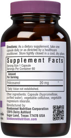 Bluebonnet Policosanol 20 mg, 60 Cápsulas Vegetales