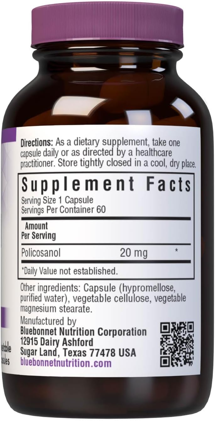 Bluebonnet Policosanol 20 mg, 60 Cápsulas Vegetales