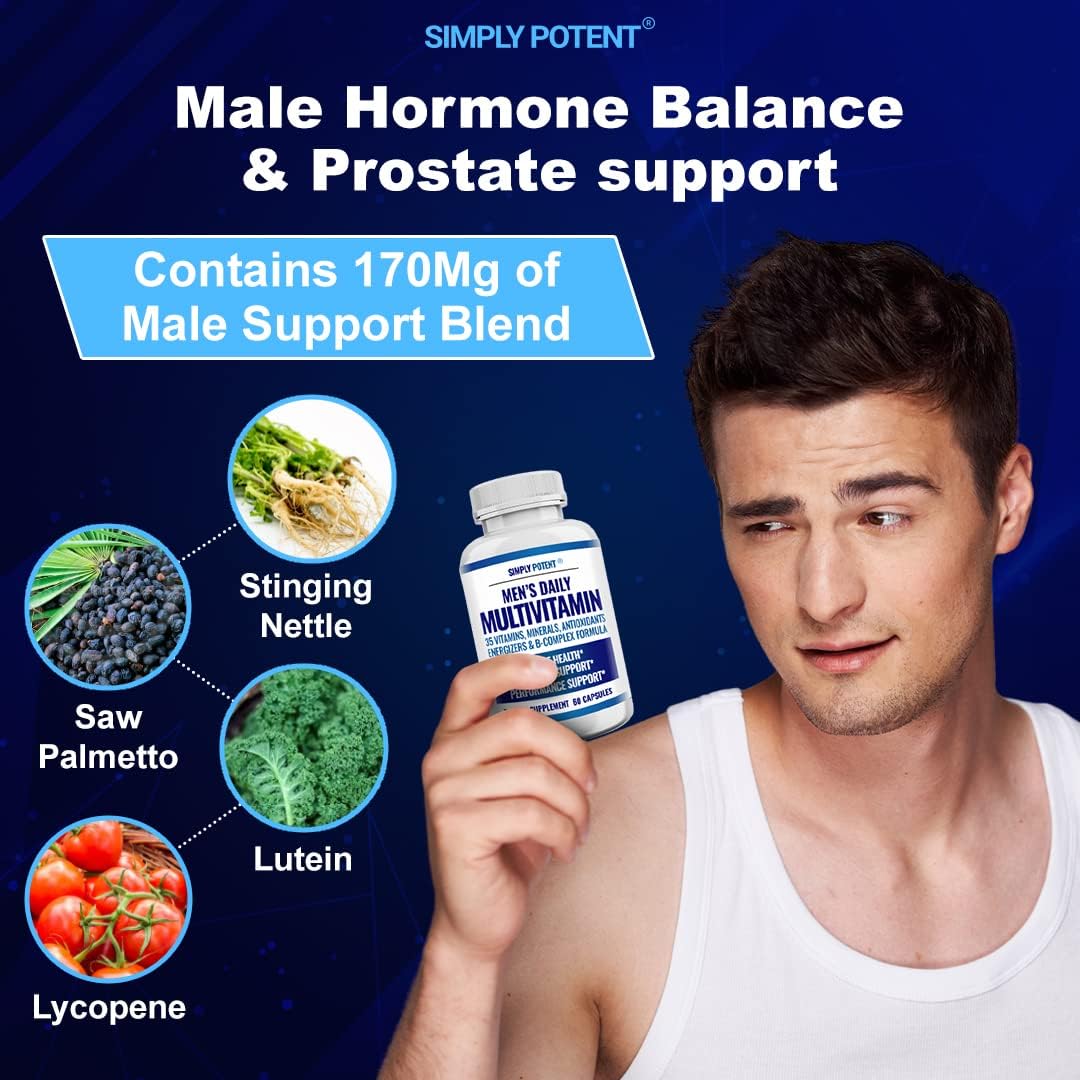 Simply Potent Multivitamínico Diario para Hombres | 35 Vitaminas, Minerales y Antioxidantes | 60 Comprimidos