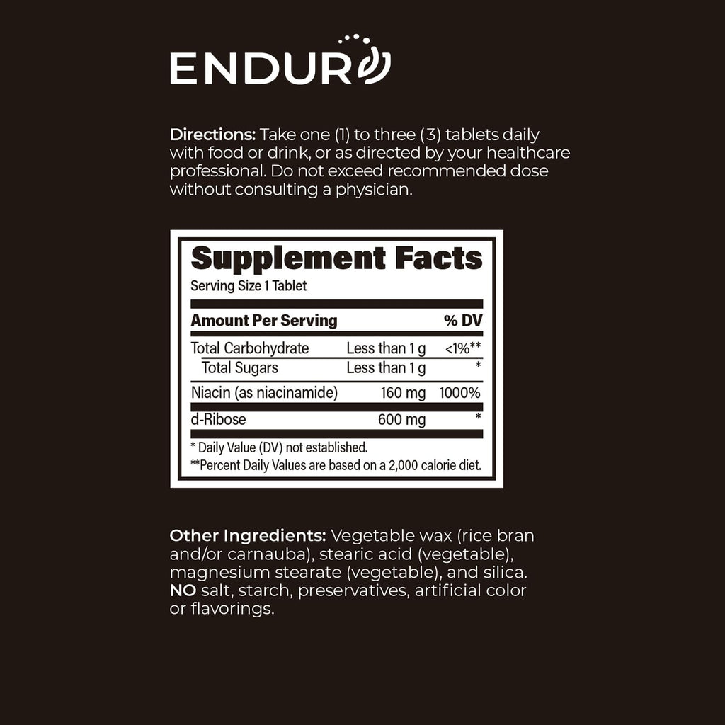 ENDUR-RIAGEV - Ribosa + B3 - SR (Liberación Sostenida) NAD+ 600 mg (90 comprimidos)