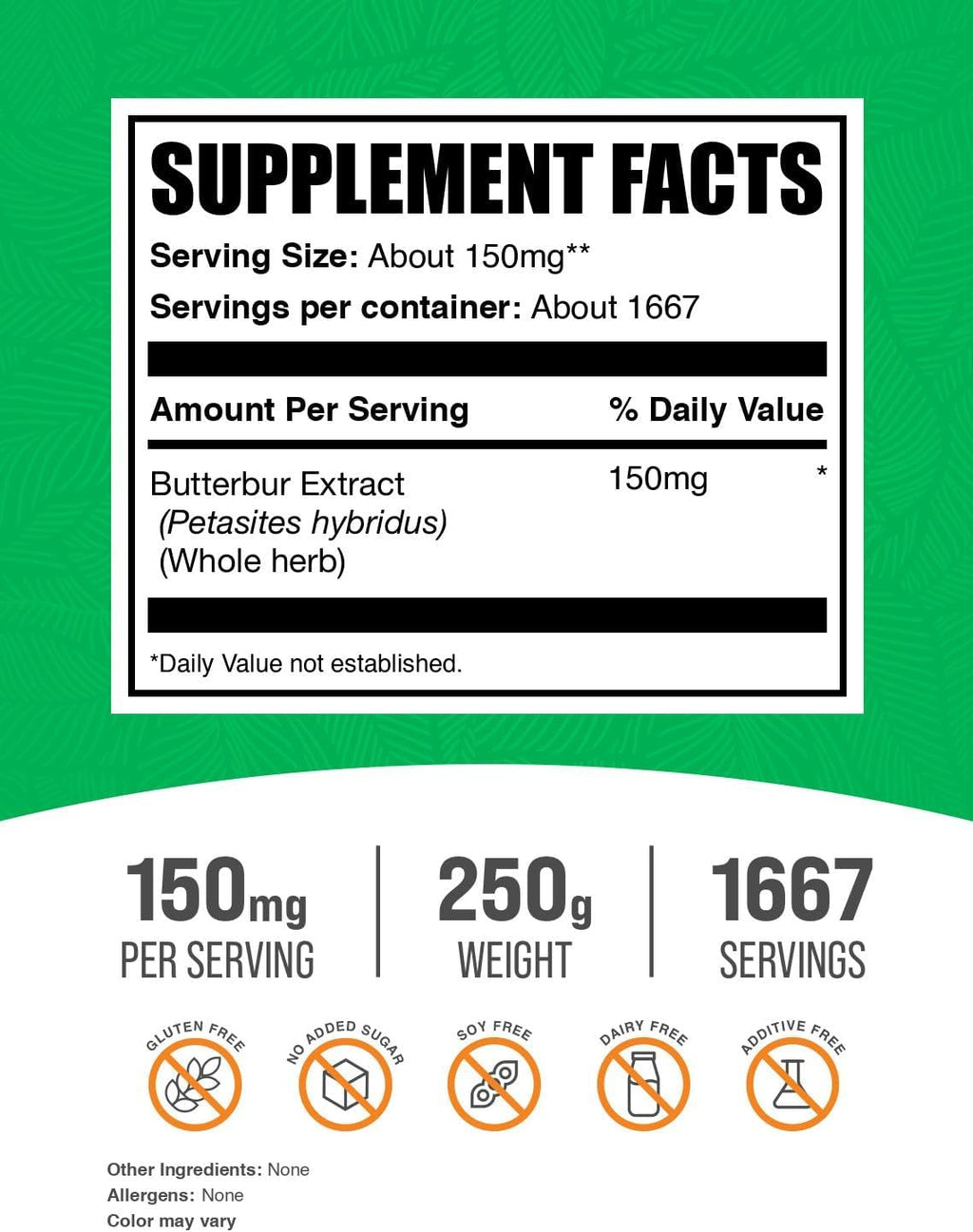 Extracto de Petasita (Butterbur) en Polvo - 150 mg por porción, 250 g