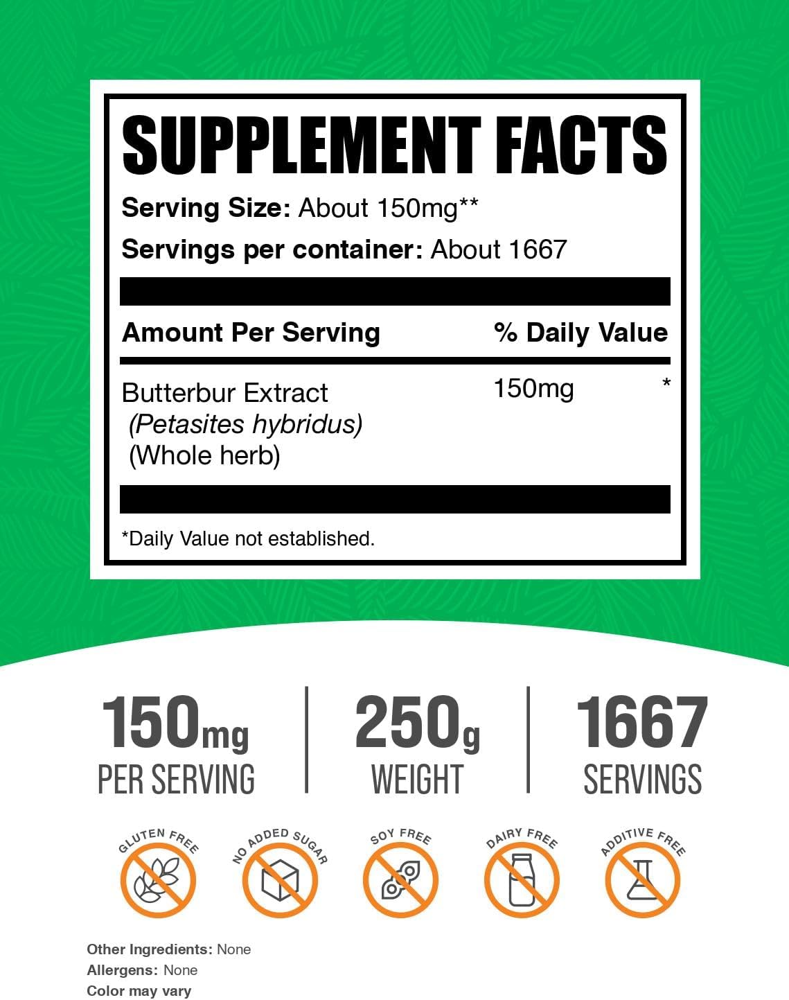 Extracto de Petasita (Butterbur) en Polvo - 150 mg por porción, 250 g