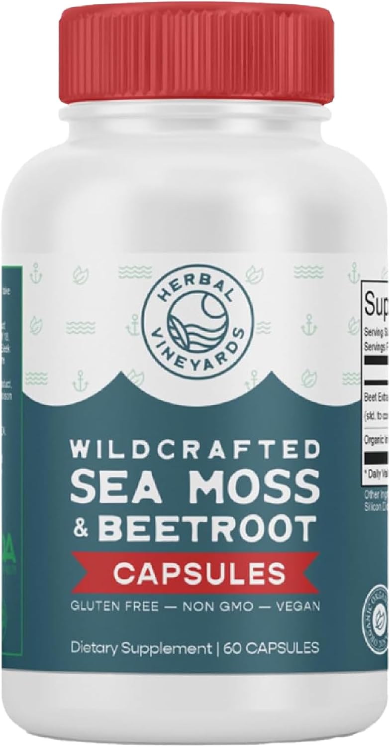 Herbal Vineyards Musgo Marino, Fucus y Bardana Orgánico 1500mg - 120 Cápsulas (Pack de 2)