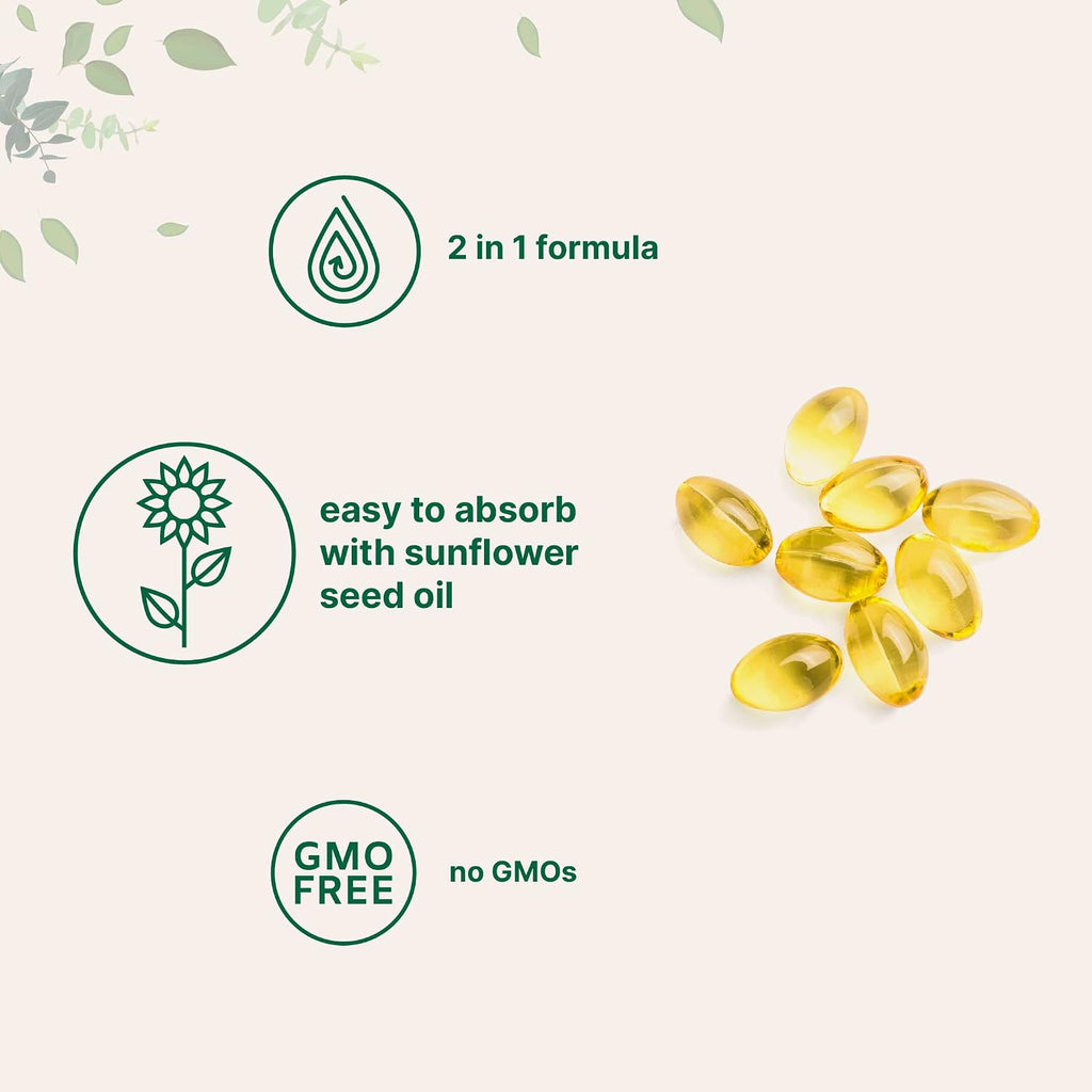 Micro Ingredients Vitamina D3 5.000 UI + K2 MK-7 100 mcg, 300 Cápsulas Blandas