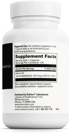 DAVINCI Labs Vitamin D3 5000 IU - Supplement for Bones, Teeth, Cardiovascular Function & Immunity - 120 Capsules