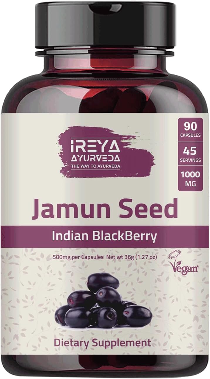 Cápsulas de Semilla de Jamun (Indian BlackBerry) - 90 Cápsulas, 1000 mg