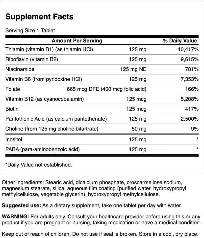 Swanson Vitamin B-125 Complex – 100 comprimidos
