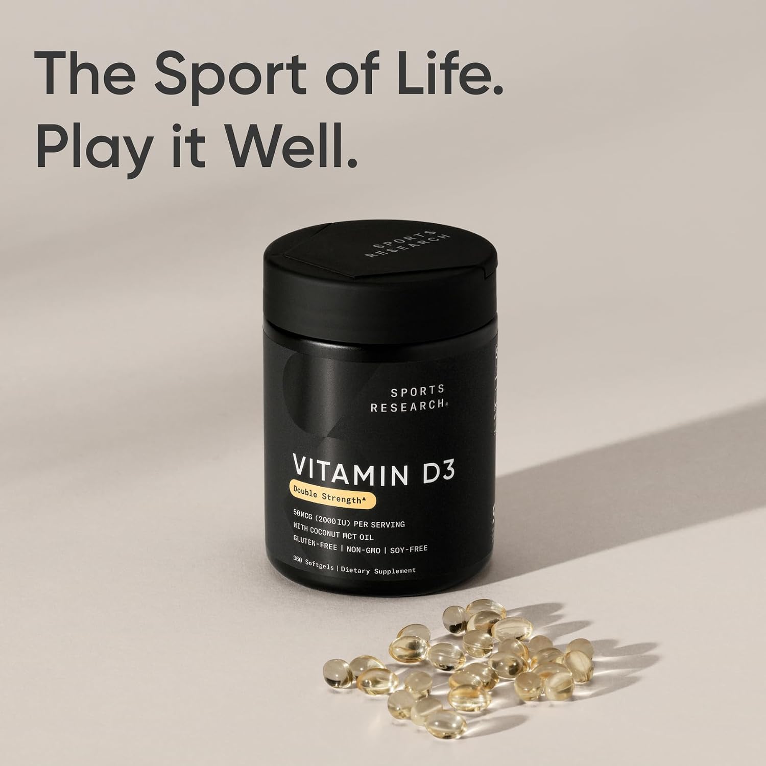 Vitamin D3 2000 IU with MCT Coconut Oil - Sports Research