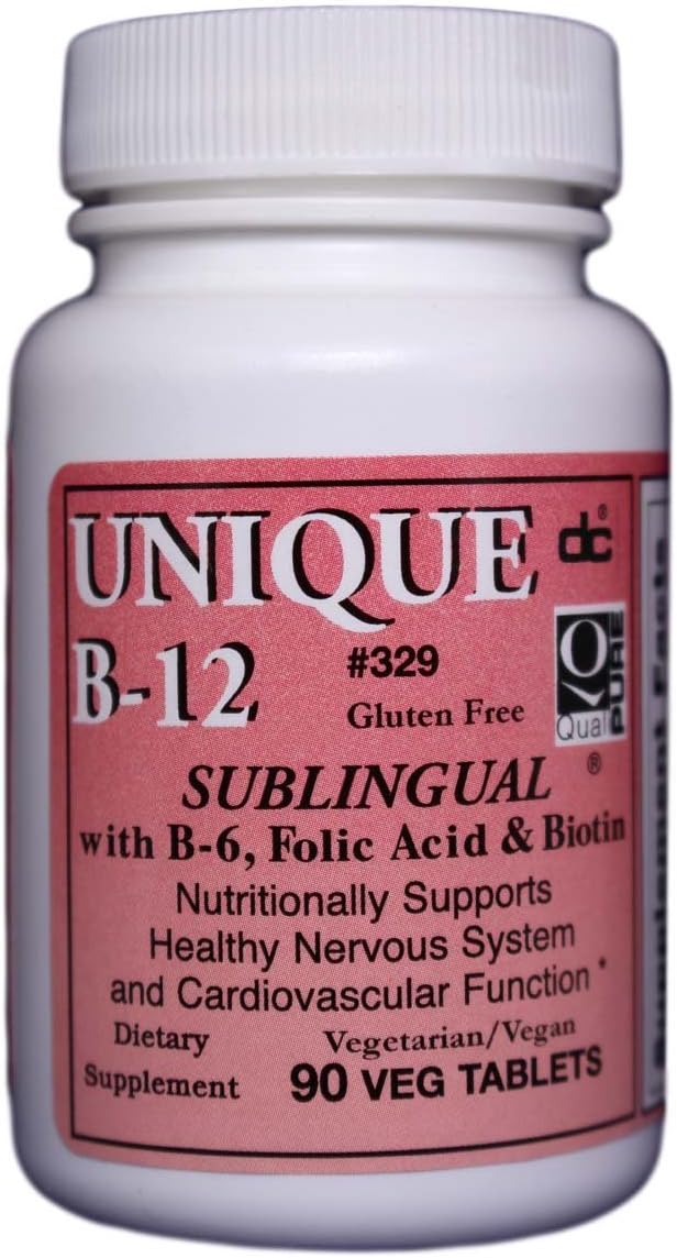 Unique B-12 Sublingual B Vitamins 90 Cápsulas Vegetales