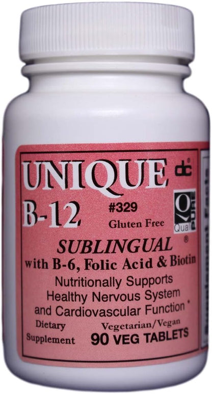 Unique B-12 Sublingual B Vitamins 90 Cápsulas Vegetales – Image 1