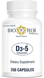 Bio-Tech Pharmacal Vitamina D3 (5000 UI, 250 Cápsulas Blandas)