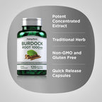 Piping Rock Cápsulas de Raíz de Bardana | 120 Unidades | Suplemento Herbal | Extracto Concentrado | Sin Gluten, No GMO
