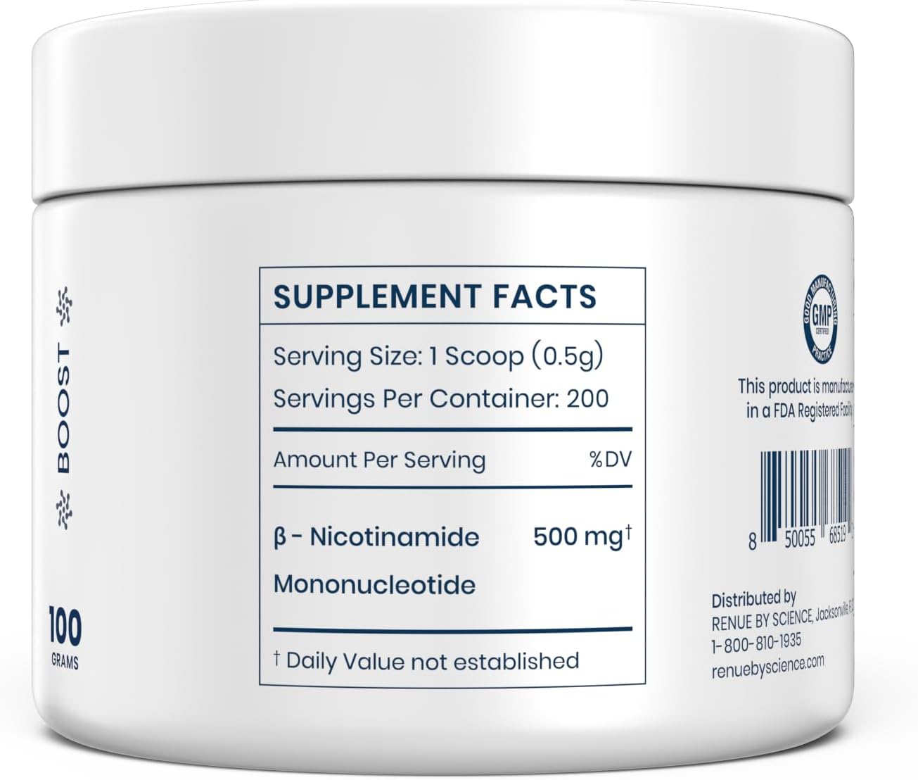 Renue By Science NMN en Polvo 100g – Mononucleótido de Nicotinamida Puro