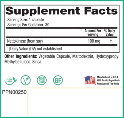 Peak Pure & Natural Peak Blood Flow - Nattokinasa 100mg - 30 Cápsulas – Image 2