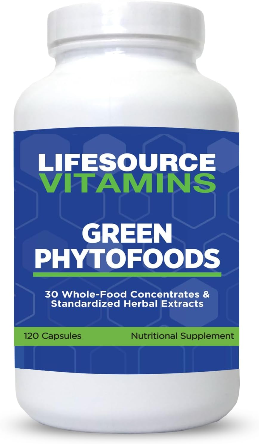 LifeSource Vitamins Phyto Green Mega-Food Cápsulas - 31 Alimentos Integrales / 38 Nutrientes Sinérgicos