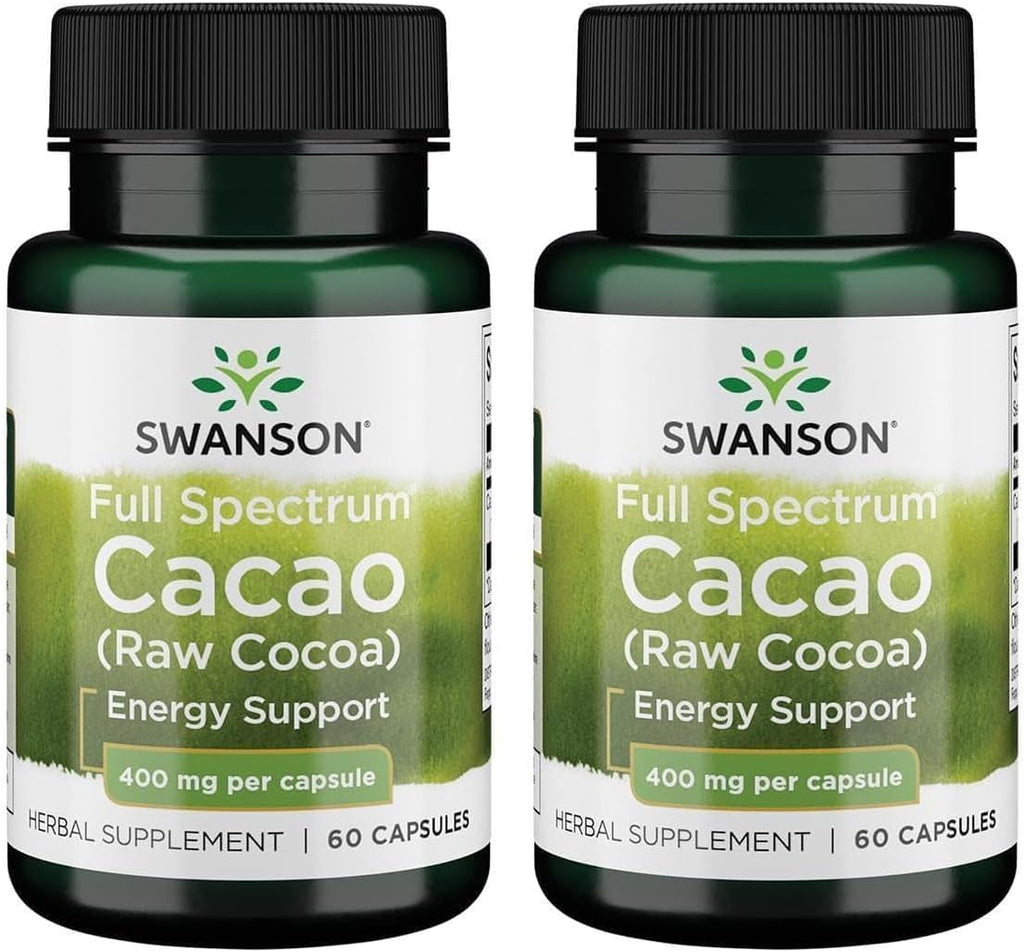 Swanson Full Spectrum Cacao (Cacao Crudo) - 60 Cápsulas, 400mg