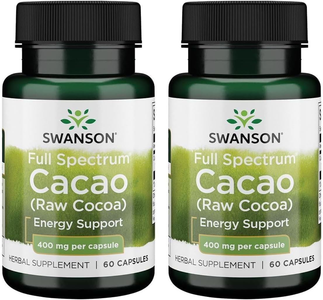 Swanson Full Spectrum Cacao (Cacao Crudo) - 60 Cápsulas, 400mg