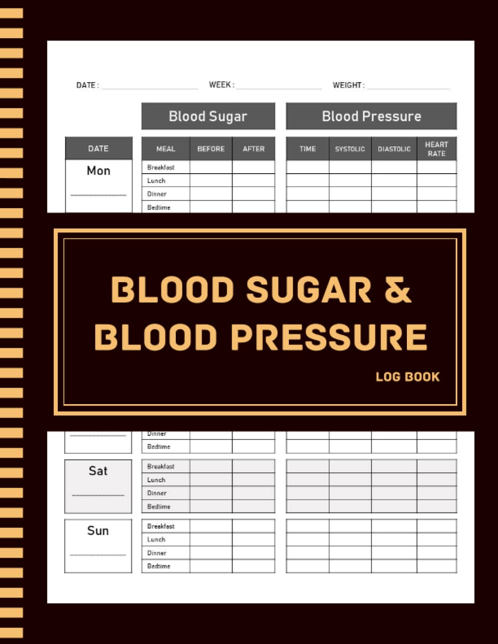 Libro de registro de azúcar en sangre y presión arterial: 21,6 x 27,9 cm, 120 páginas