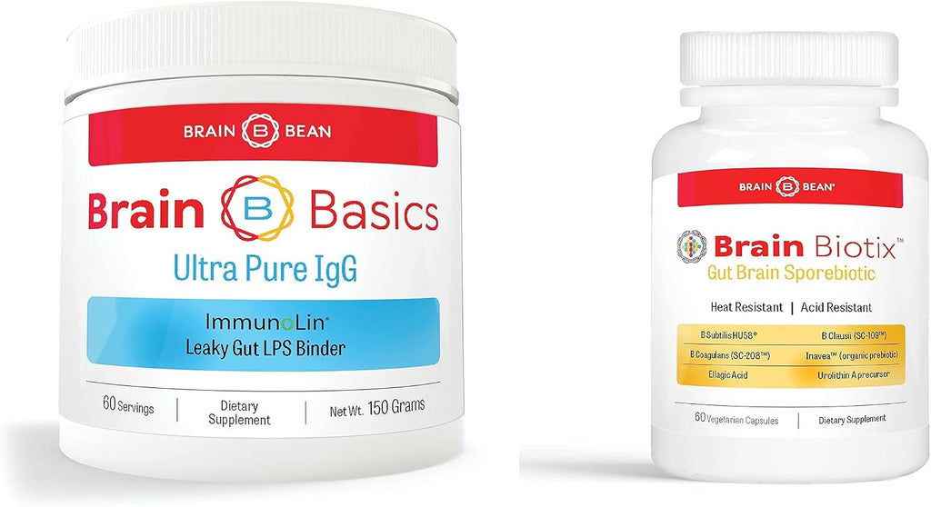 Brain Basics Ultra Pure IgG Supplement - Complemento de IgG Immunolin en Polvo, Sin Lácteos, con Vitaminas y Minerales, 150g, 60 Dosis