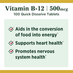 Vitamina B12 500 mcg Micropastillas Sabor Cereza - Nature's Bounty (Pack de 2 x 100 unidades)