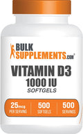 BulkSupplements Vitamina D3 1000 IU - 500 Cápsulas Blandas