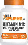 Vitamina B12 Metilcobalamina 200mcg - 500 Cápsulas - BulkSupplements