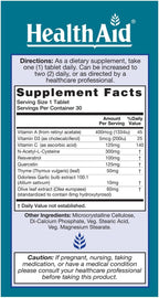HealthAid LungForte 30 Comprimidos – Apoyo Pulmonar Antioxidante con NAC, Resveratrol, Aceite de Oliva, Tomillo y Vitaminas A, C y D3