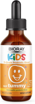BIORAY Kids NDF Tummy Probiótico Infantil - 11 Cepas - 60 ml (2 fl oz) - Sabor Frambuesa