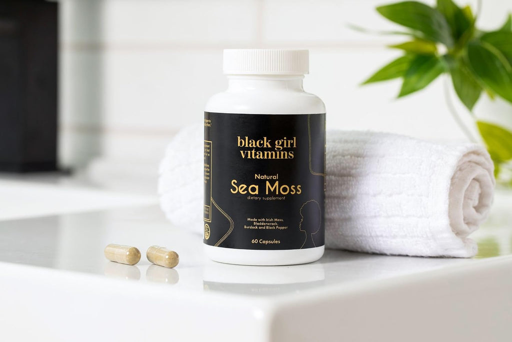 Black Girl Vitamins Sea Moss Orgánico en Cápsulas – 92 Minerales Superalimento – Vegano y No Transgénico