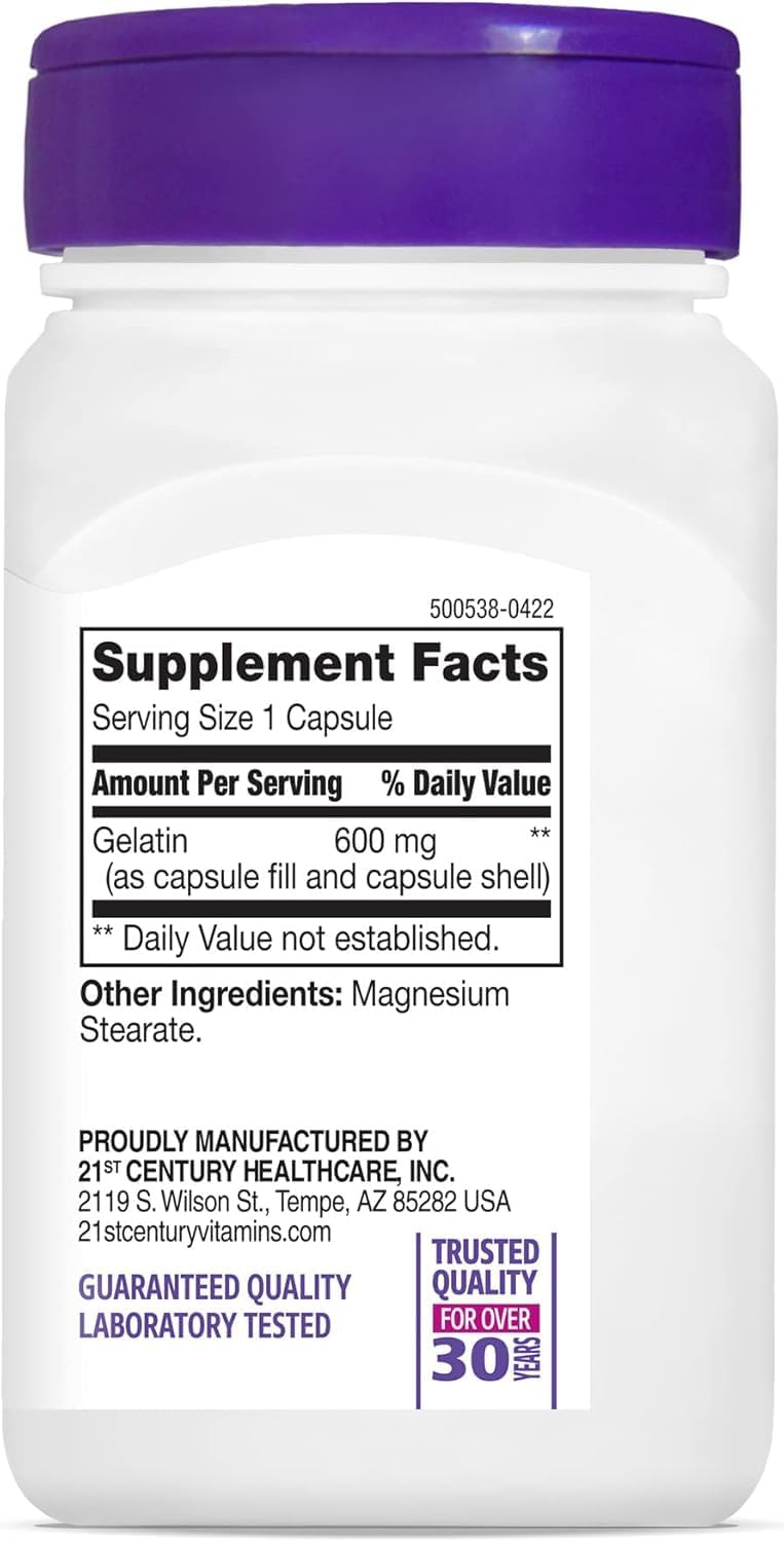 21st Century, Gelatina 600 mg, 100 Cápsulas (Pack de 3)