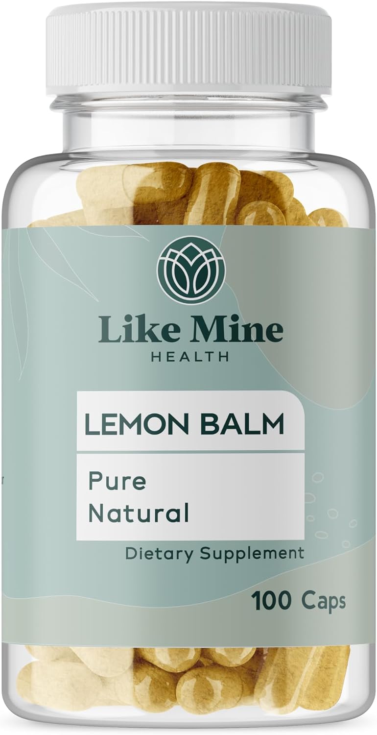 Like Mine Lemon Balm (100 Cápsulas), Puro y Natural, No-GMO, Sin Gluten, Suplemento Herbal para Mujeres