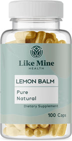 Like Mine Lemon Balm (100 Cápsulas), Puro y Natural, No-GMO, Sin Gluten, Suplemento Herbal para Mujeres