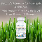 Kappa Nutrition Magnesio 4-en-1, 280mg Magnesio Elemental (Bisglicinato, Malato) + Zinc y Vitamina D3, 120 Cápsulas Veganas
