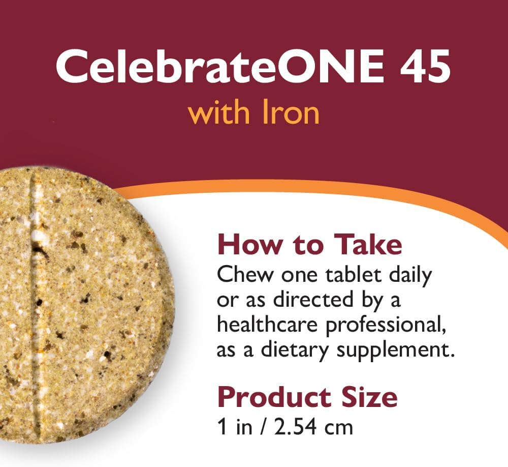 CelebrateONE 45 Multivitamínico Bariátrico con Hierro - Masticable Sabor Tropical - 30 Comprimidos