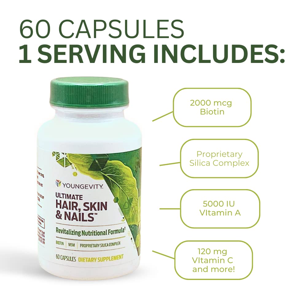 Youngevity Healthy Hair, Skin & Nails Formula - 60 Capsules