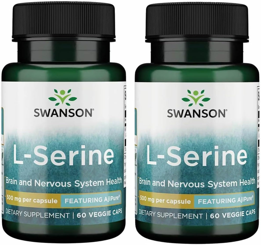 Swanson Ajipure L-Serina - 500 mg - 60 Cápsulas Vegetales (2 Envases)