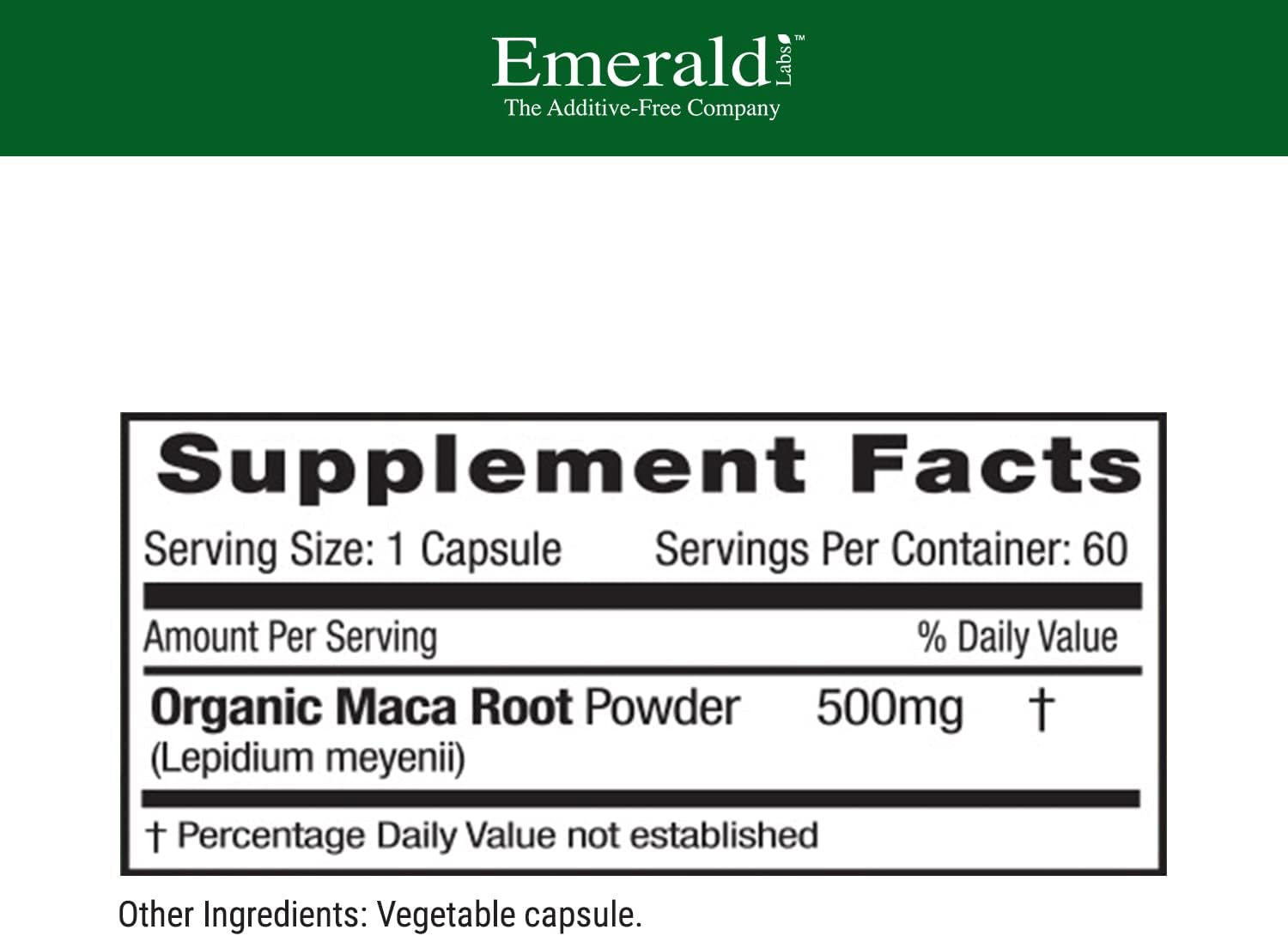 Raíz de Maca de Emerald Laboratories - 500mg por Cápsula - 60 Cápsulas Vegetales
