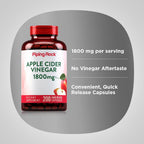 Piping Rock Cápsulas de Vinagre de Manzana 1800 mg | 200 Cápsulas | Fórmula Potente | Complemento para Hombres y Mujeres | No OGM, Sin Gluten