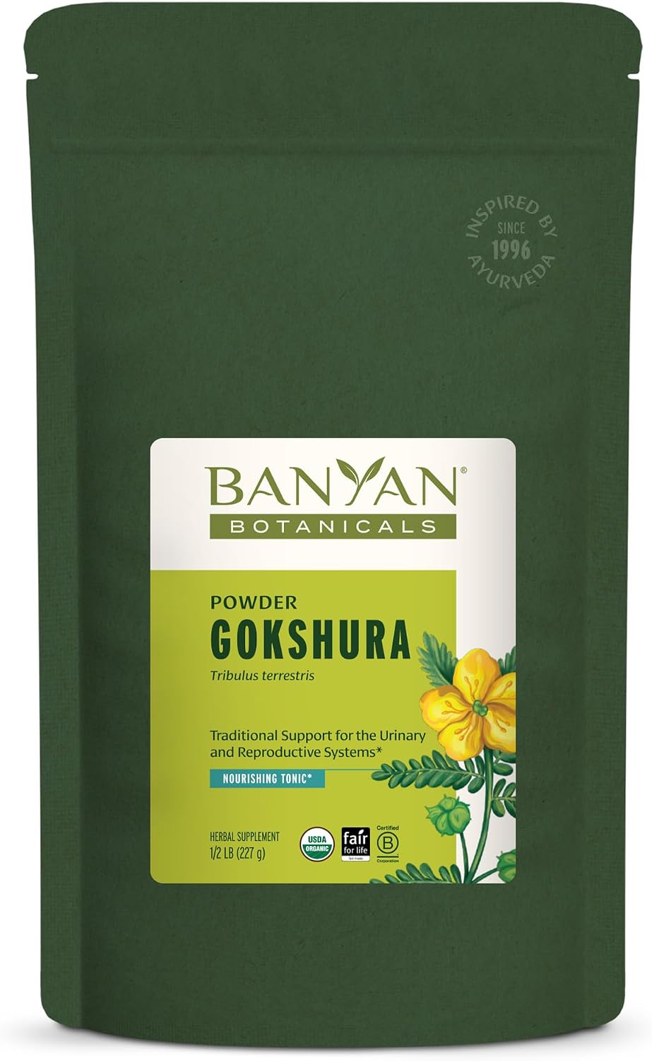 Banyan Botanicals Gokshura Powder – Polvo Orgánico de Fruta Gokshura (Tribulus Terrestris) – ½ lb (227 g)