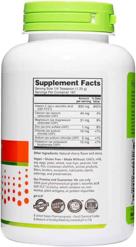NutriBiotic Electro-C Cherry – Vitamina C y Electrolitos en Polvo, 8 oz