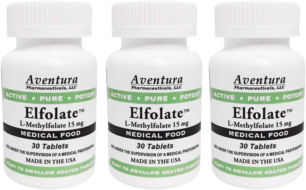 ELFOLATE® 15mg L-Metilfolato - 3 Paquetes (30 Comprimidos)