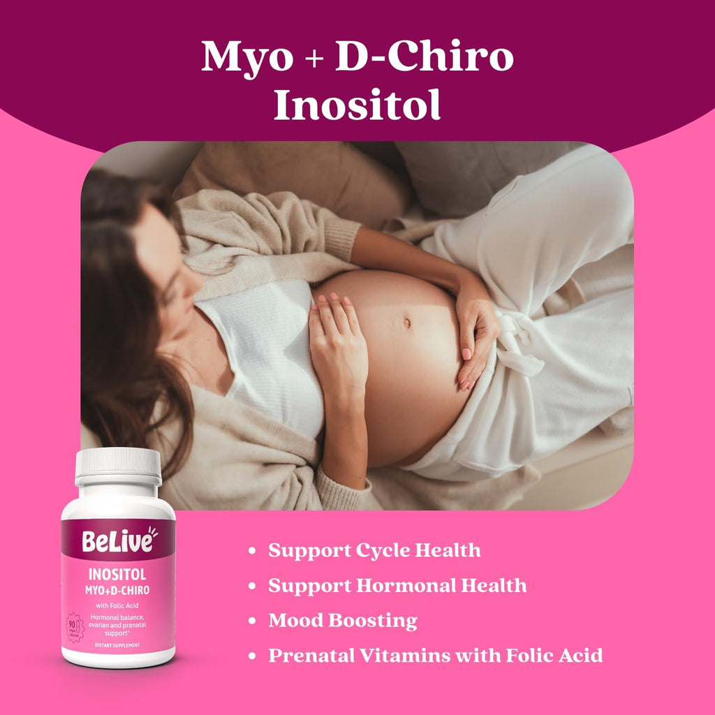 BeLive Myo-Inositol & D-Chiro Inositol - 90 Cápsulas con Ácido Fólico, Ratio 40:1