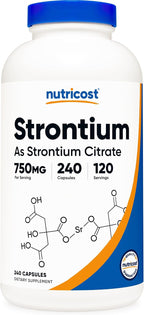 Nutricost Cápsulas de Estroncio 750mg, 240 Cápsulas - Vegetariano, Sin OGM, Sin Gluten