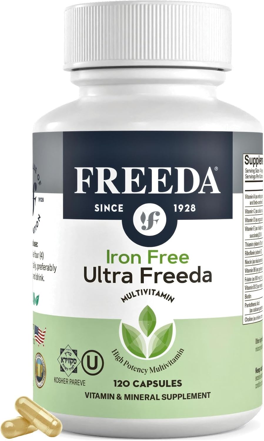Freeda Maximum Strength Multivitamin – Multivitamínico de Alta Potencia Sin Hierro – 120 Cápsulas