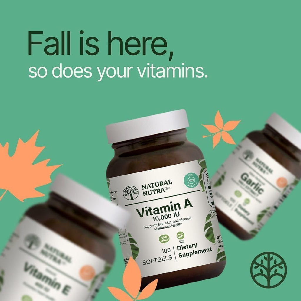 Natural Nutra Vitamina A 10,000 UI Cápsulas Blandas – Alta Potencia para la Visión y la Piel – Sin Gluten – Aceite de Hígado de Pescado para Hombres y Mujeres, 100 Cápsulas