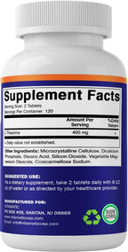 Vitamatic L-Teanina 400mg por dosis - 240 comprimidos - Sin OGM, sin gluten