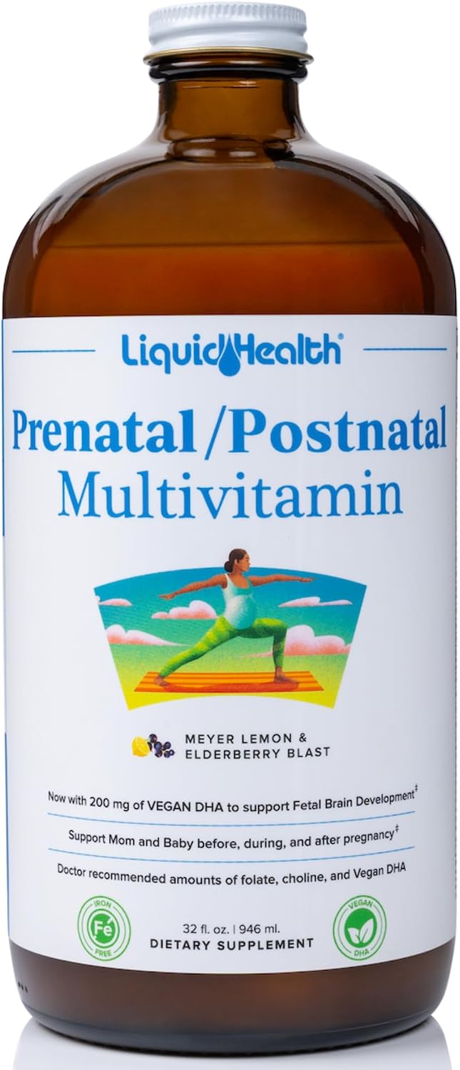 LIQUIDHEALTH Prenatal/Postnatal Multivitamínico Líquido con Folato Real - 2 Paquetes